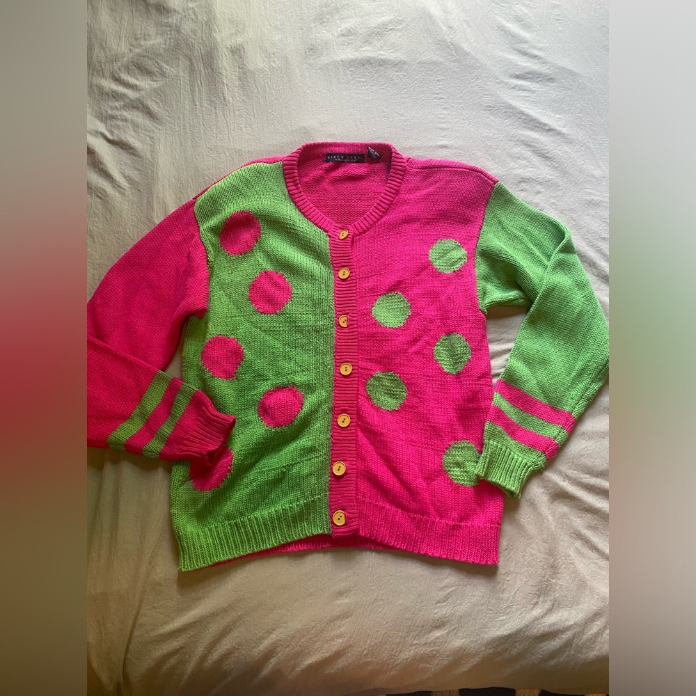 Vintage 80s Birch Bros by The Eagle’s Eye Polka Dot Cardigan — Size Medium!!